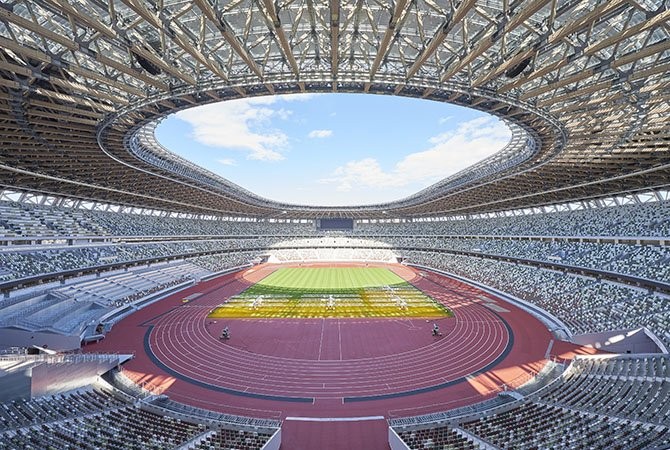 Panoramic View of New National Stadium Tokyo Olympics