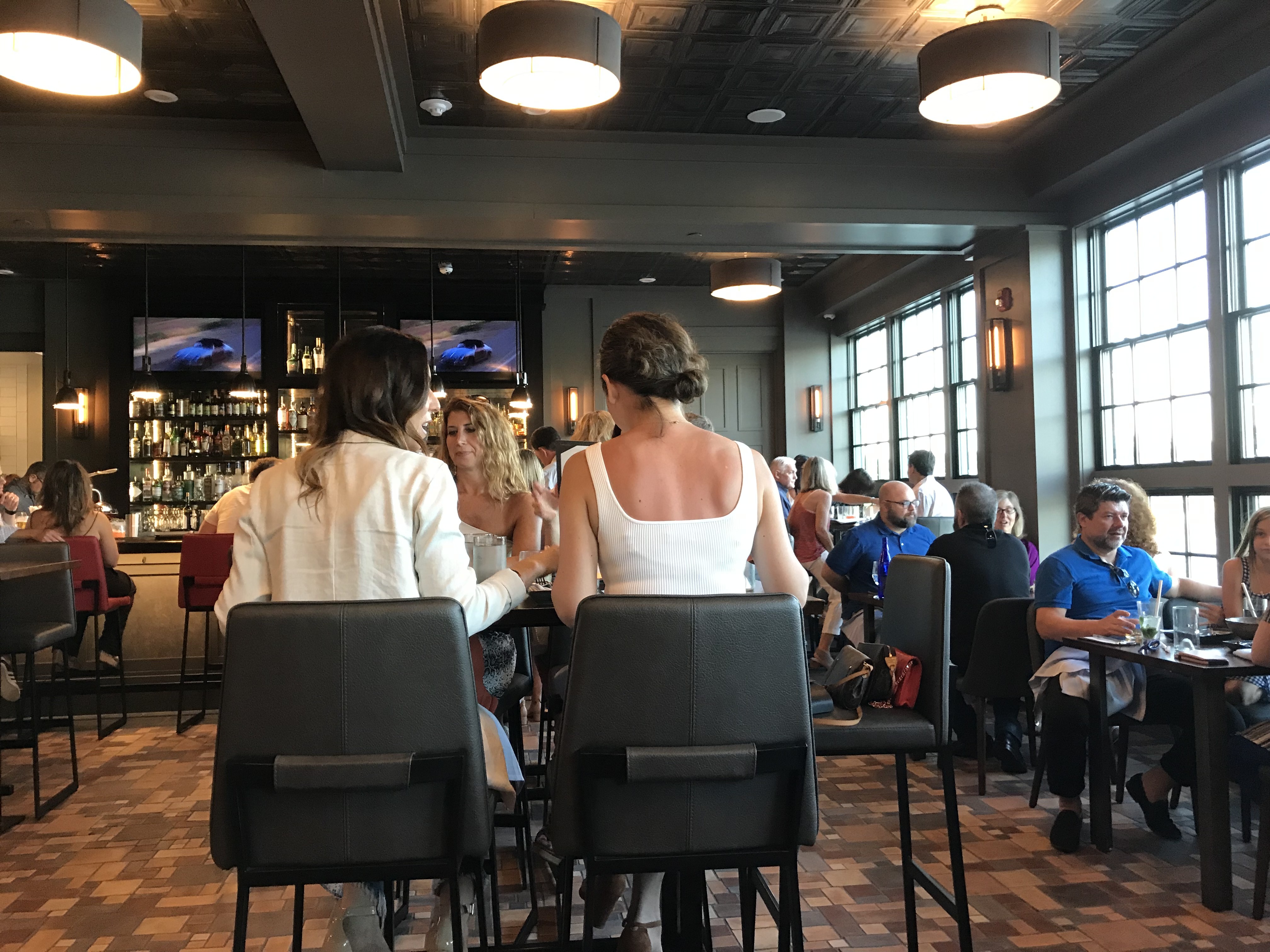 Indoor dining area at Stella restaurant in New Hope, PA, with modern decor