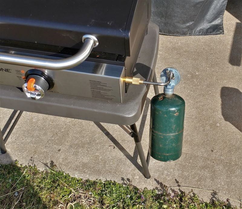 The 17-inch Blackstone comes with an adapter for a one-pound propane cylinder.