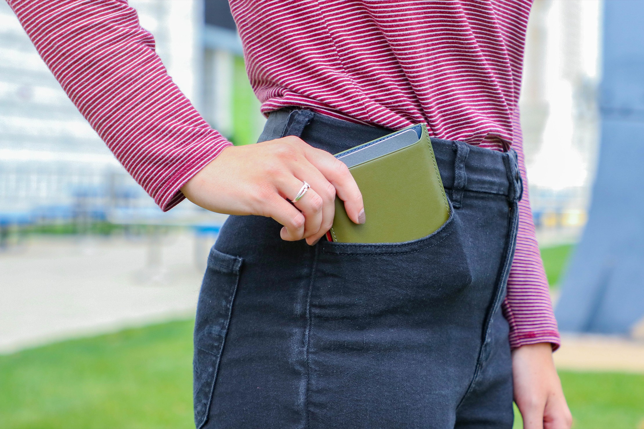 Away Passport Holder Review demonstrating its unique non-folding design and card slots.