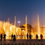 Spectacular fountain show in Dubai, a popular tourist attraction, highlighting the city's vibrant entertainment and safe environment for visitors.