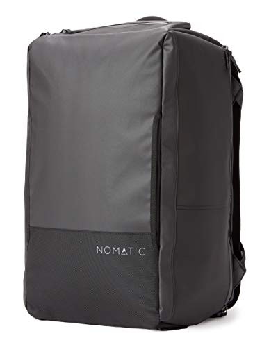 Nomatic Travel Backpack in black, angled view