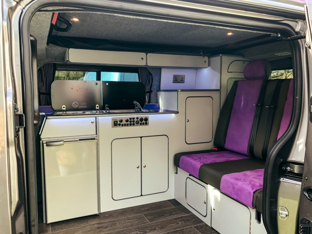 An interior view of a new camper van