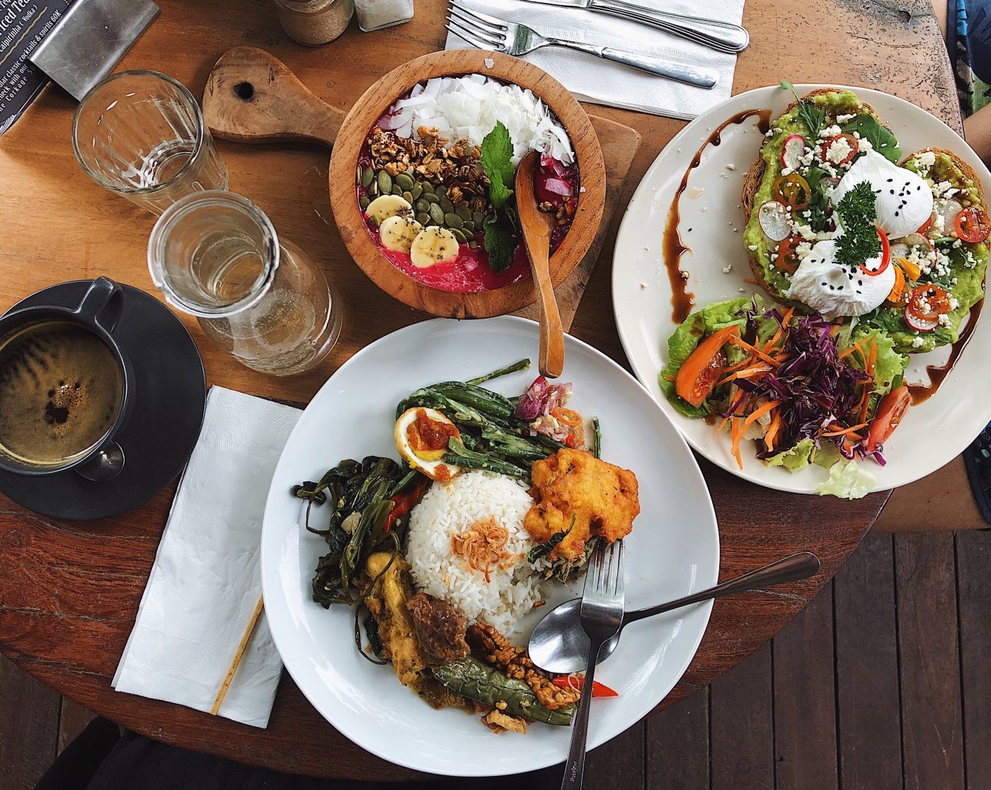 Nasi Campur, Avocado Toast, and Smoothie Bowl in Bali