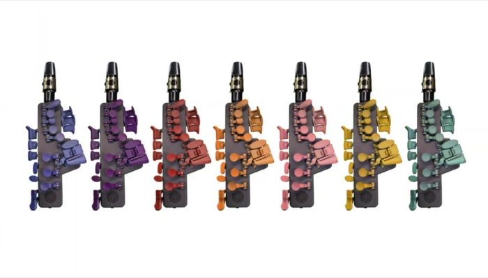 A selection of Travel Sax 2 key color options, highlighting the customization available.