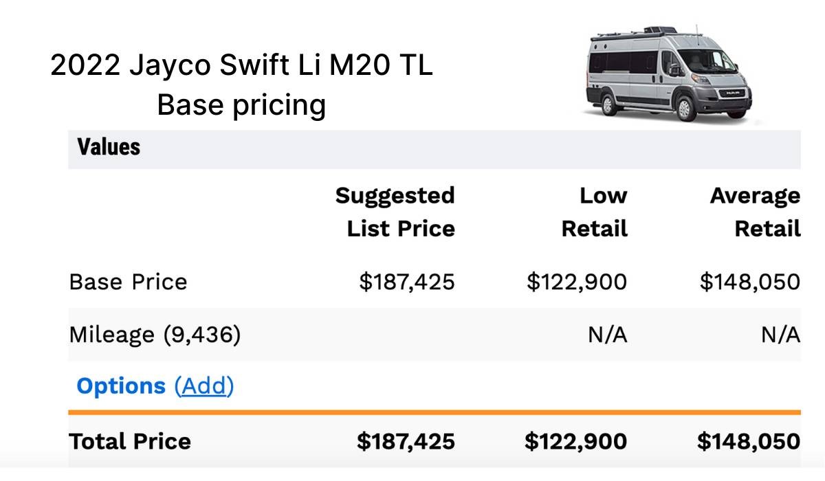 NADA Guides base price search example for travel trailer value