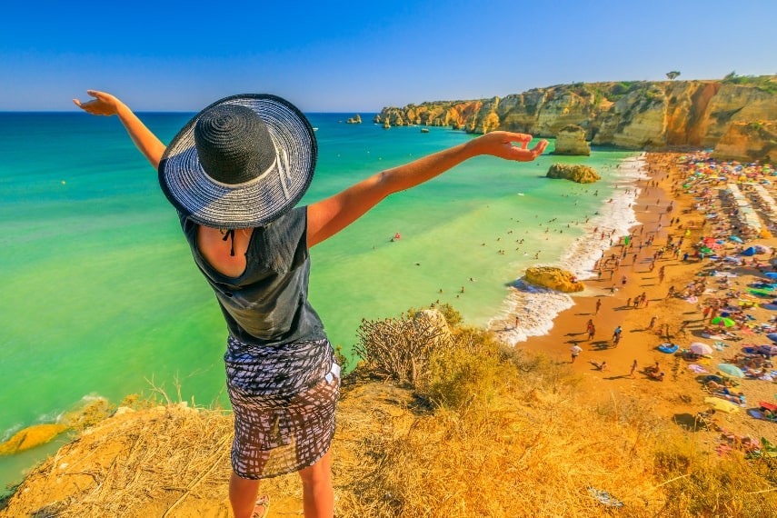 Dramatic cliffs and beaches of Algarve, Portugal, a mild and beautiful destination in February