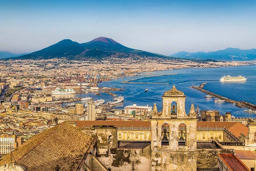 Naples cityscape with Mount Vesuvius in the background, Italy