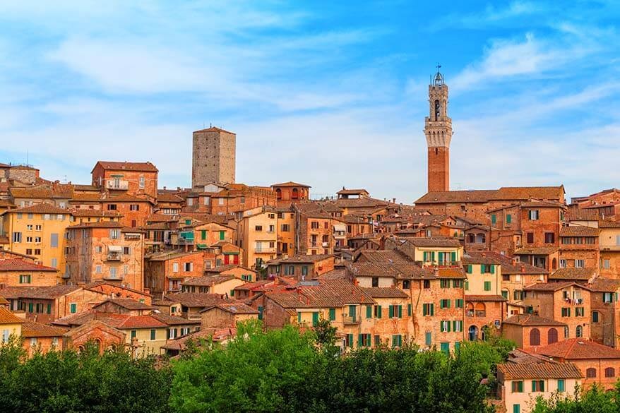 Siena skyline, showcasing its medieval cityscape, Italy