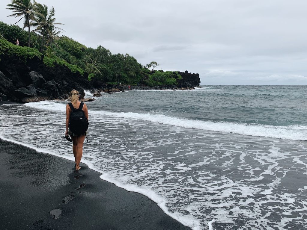 Black sand beach at Waianapanapa State Park, Maui