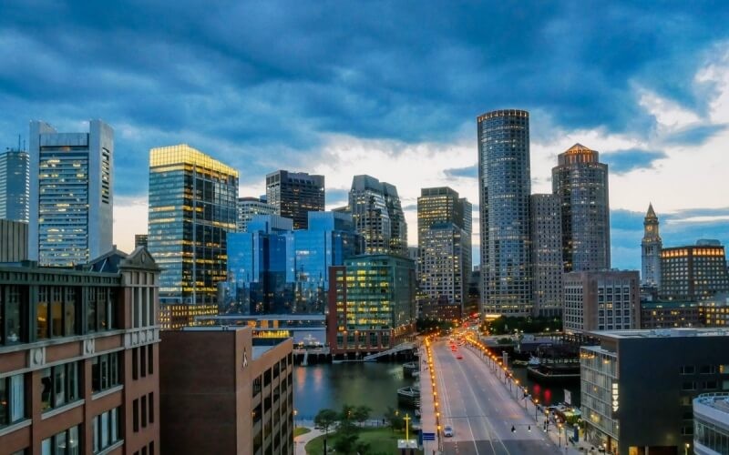 Handheld Boston skyline panorama showcasing image stabilization in travel cameras