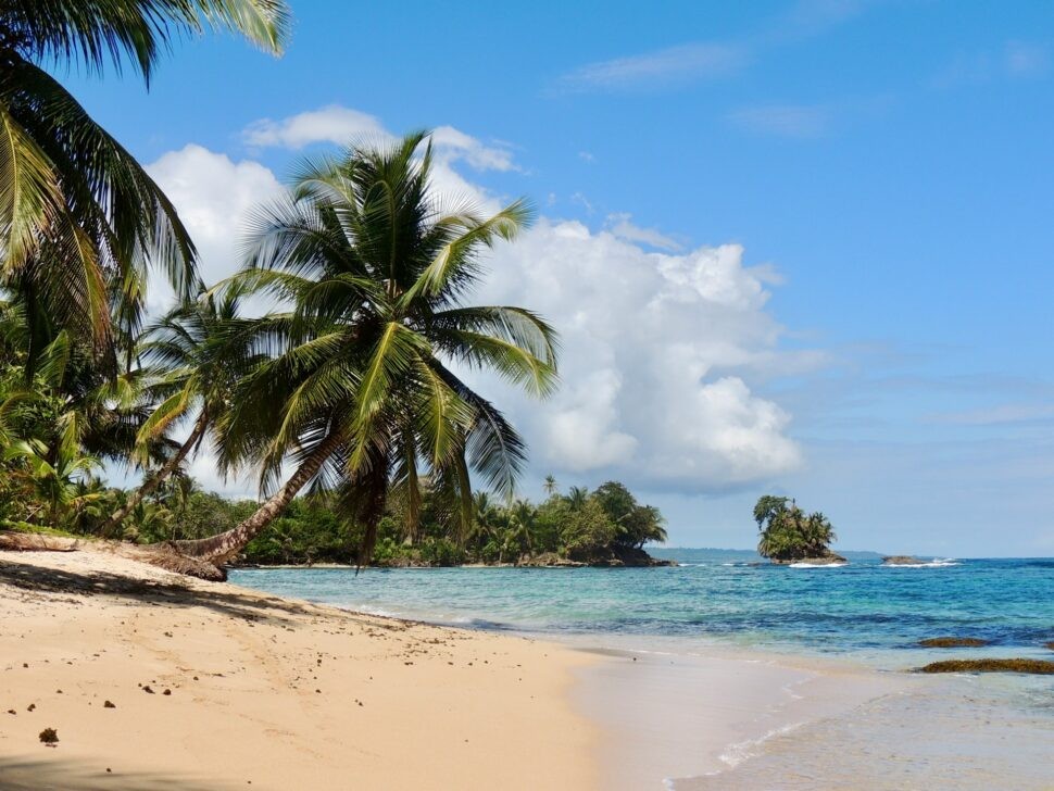 Idyllic beach scene in Bocas del Toro, Panama, with clear turquoise waters