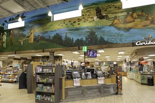 Interior Mural at Coffee Cup Travel Plaza Checkout Area Depicting Local Scenery