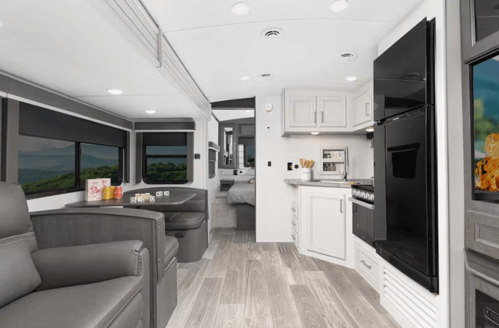 Keystone Cougar 26RBS living area with modern interior design