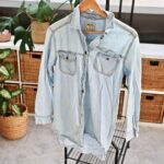 Creased denim shirt before steaming