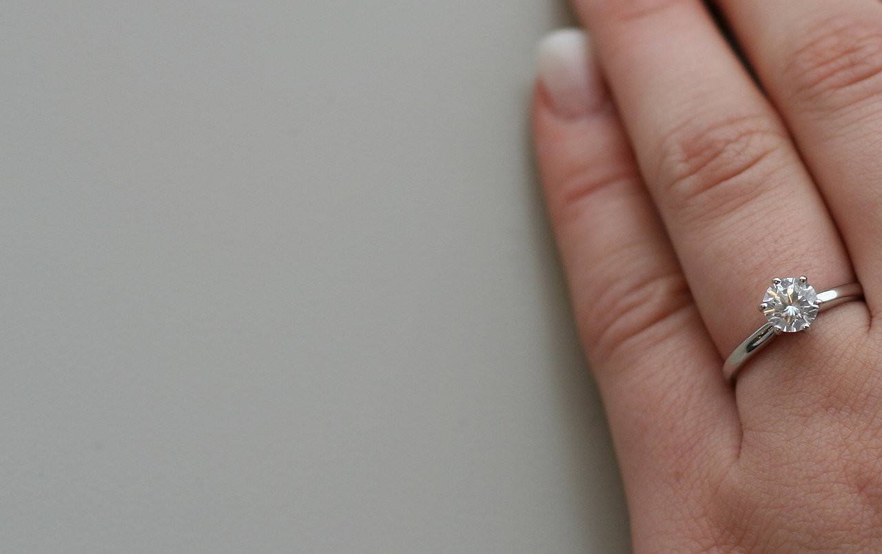 Diamond engagement ring on a woman's hand