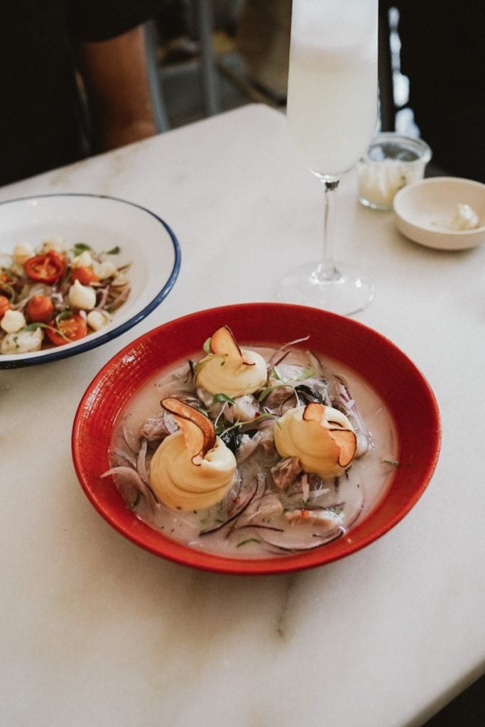 Close-up of Ceviche Dish at A Cevicheria Restaurant in Lisbon