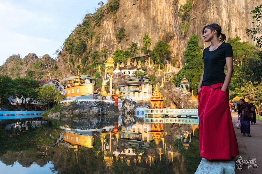 94 - Contemplating the peacefull atmosphere of the termal springs of Bayin Nyi monastery, Myanmar