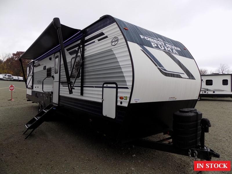 Puma 32RBFQ Travel Trailer highlighting rear bathroom layout