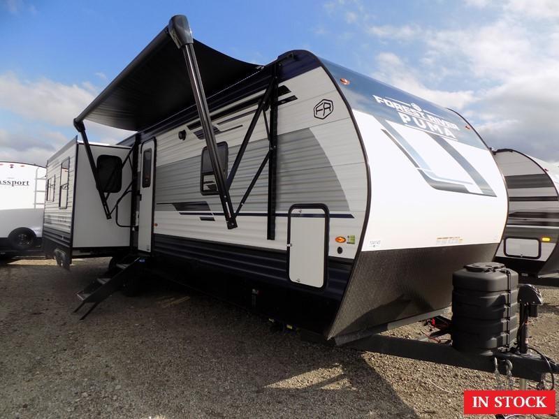 Interior of Puma 31RLQS Travel Trailer showcasing rear living area