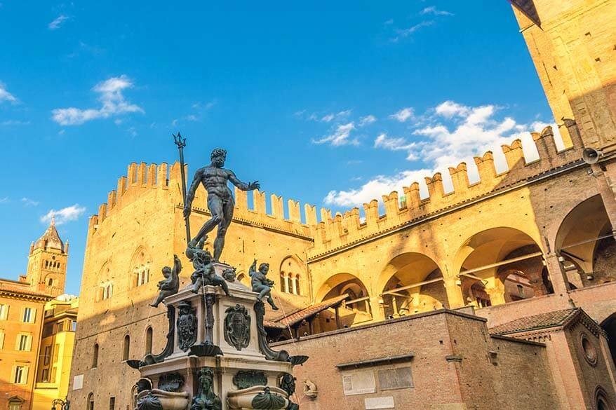 The Fountain of Neptune in Piazza Maggiore, Bologna, Italy