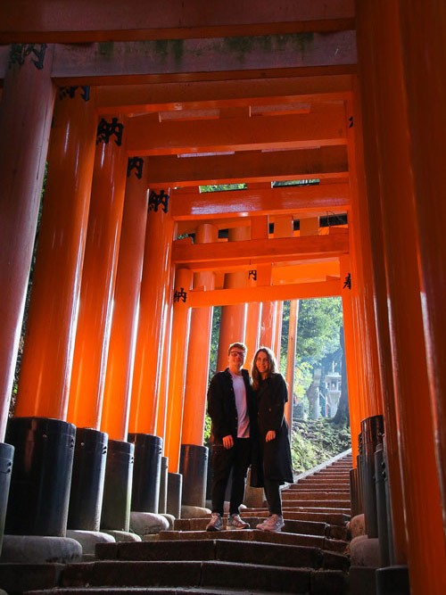 Fushimi Inari Taisha Shrine in Kyoto, with thousands of red torii gates