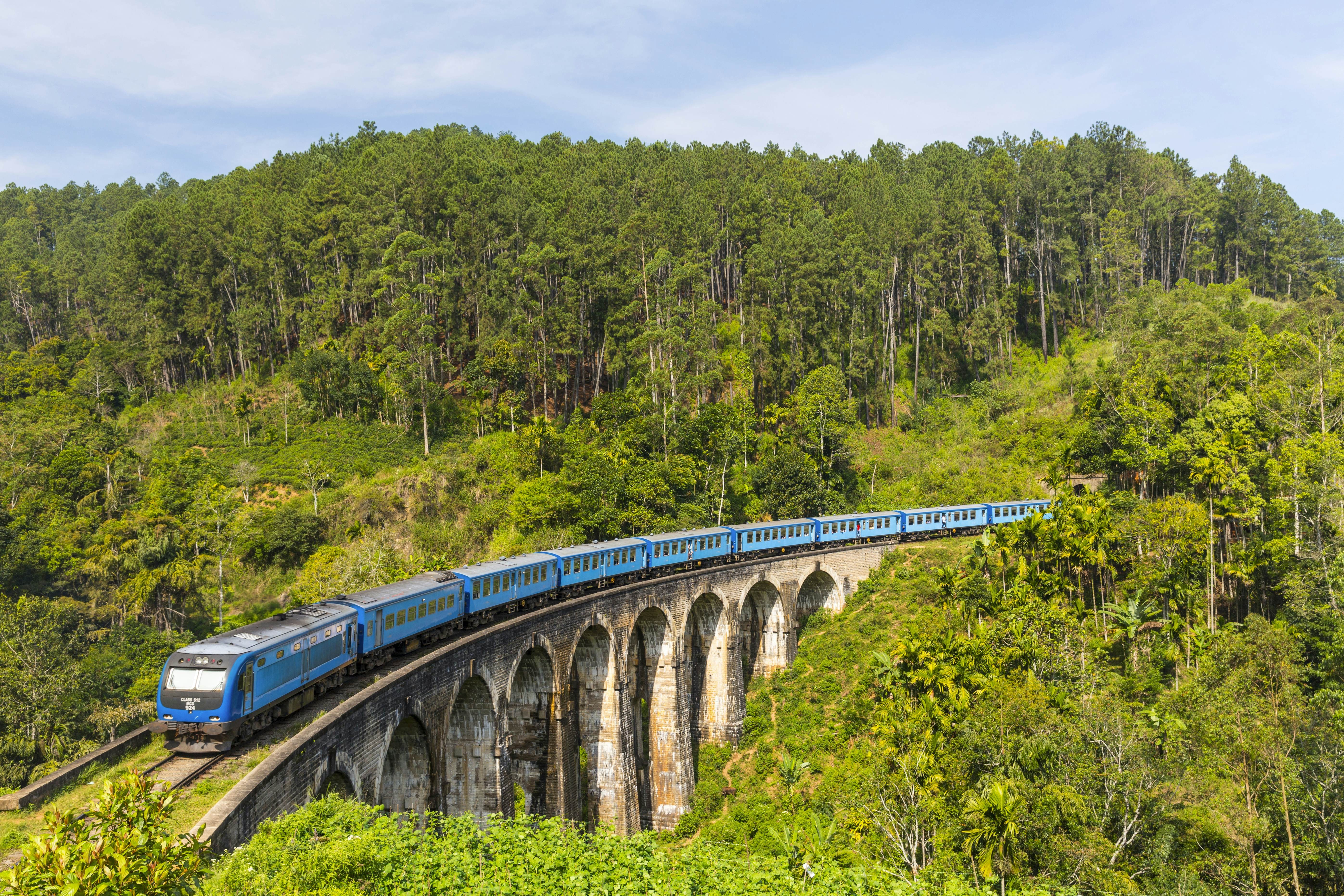 The Nine Arch Bridge in Ella, Sri Lanka, is a marvel of railway engineering, set amidst lush jungle scenery