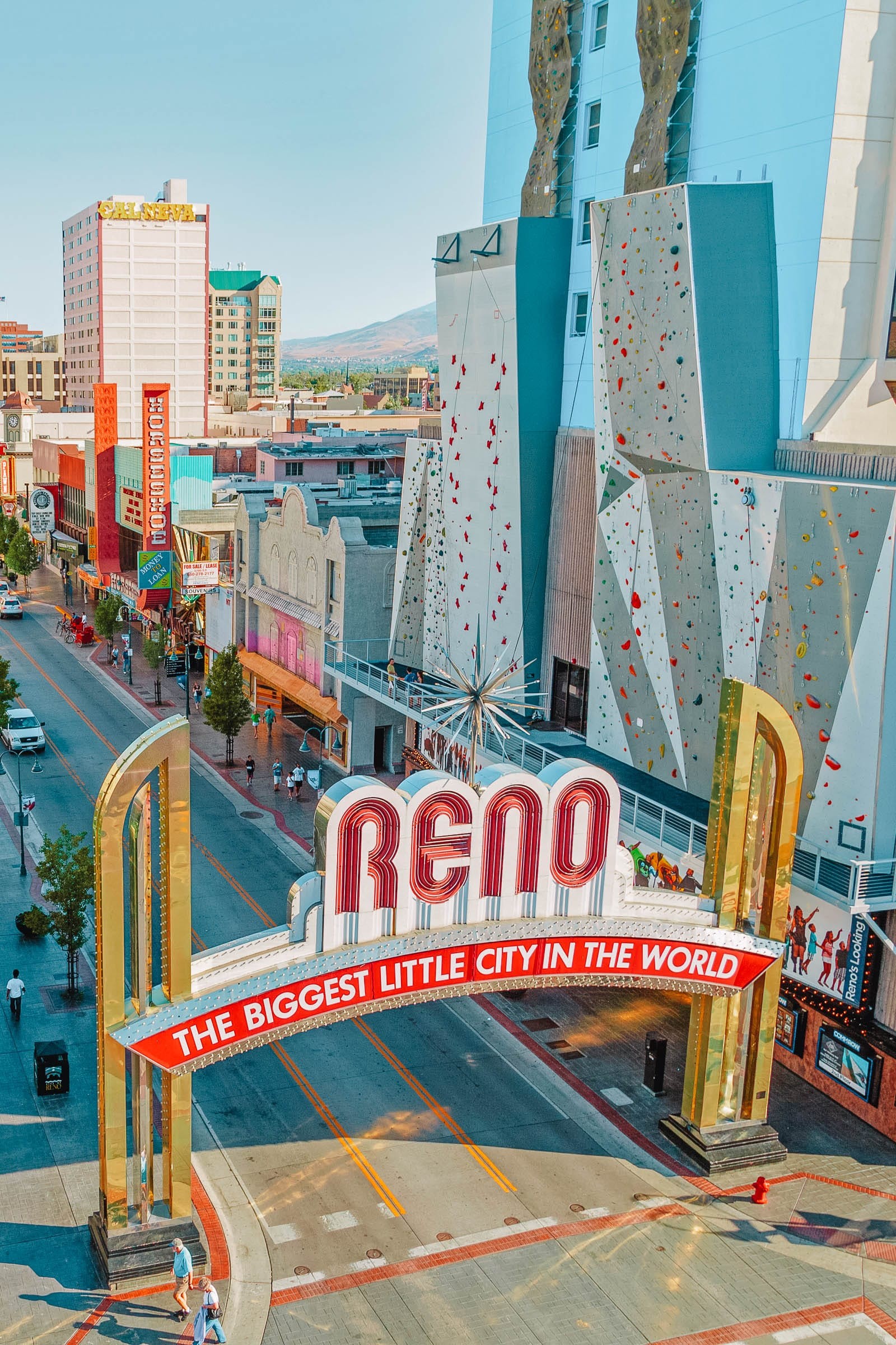 A large casino hotel in downtown Reno, highlighting the urban entertainment options of nevada travel destinations