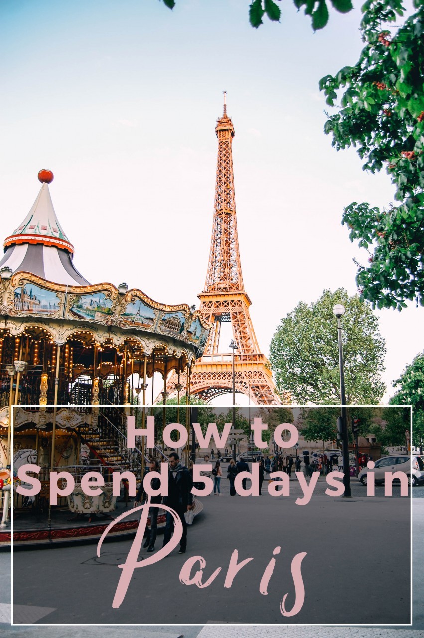 A pin graphic for Pinterest, summarizing the 5-day Paris travel guide.