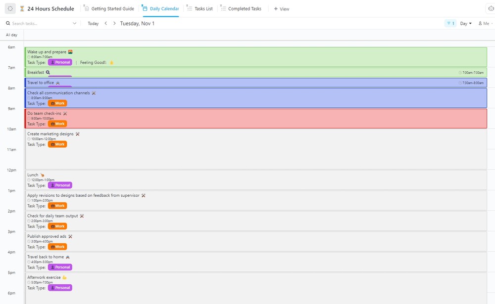 This Template helps you stay focused and organized with a clear daily schedule