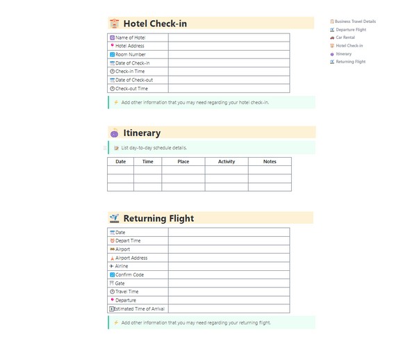 Ensure that business trips are effectively planned to save time and lower costs using this template