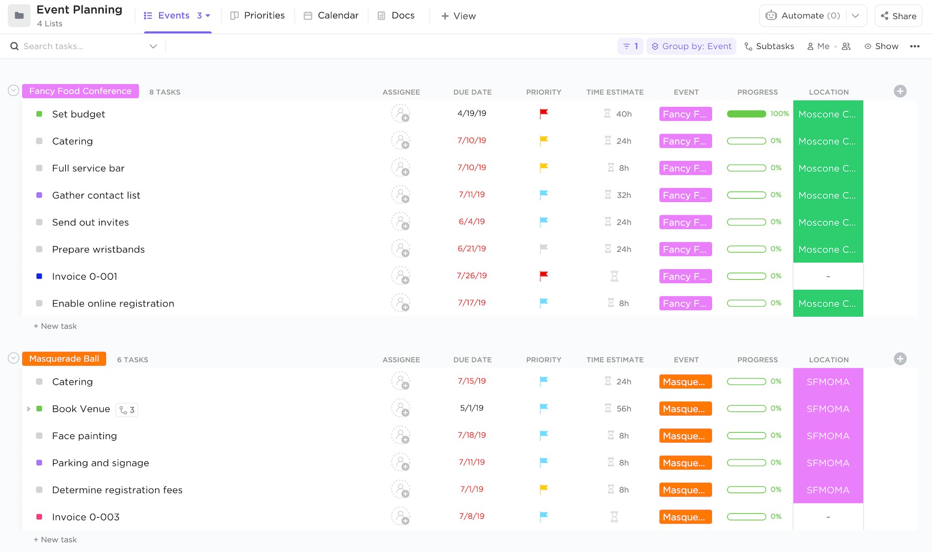 Coordinate teams and resources seamlessly with the ClickUp Event Planning Template