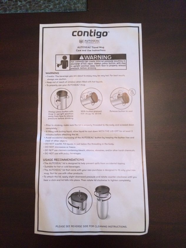 Original Zojirushi coffee travel mug instruction manual front page showcasing detailed guidelines