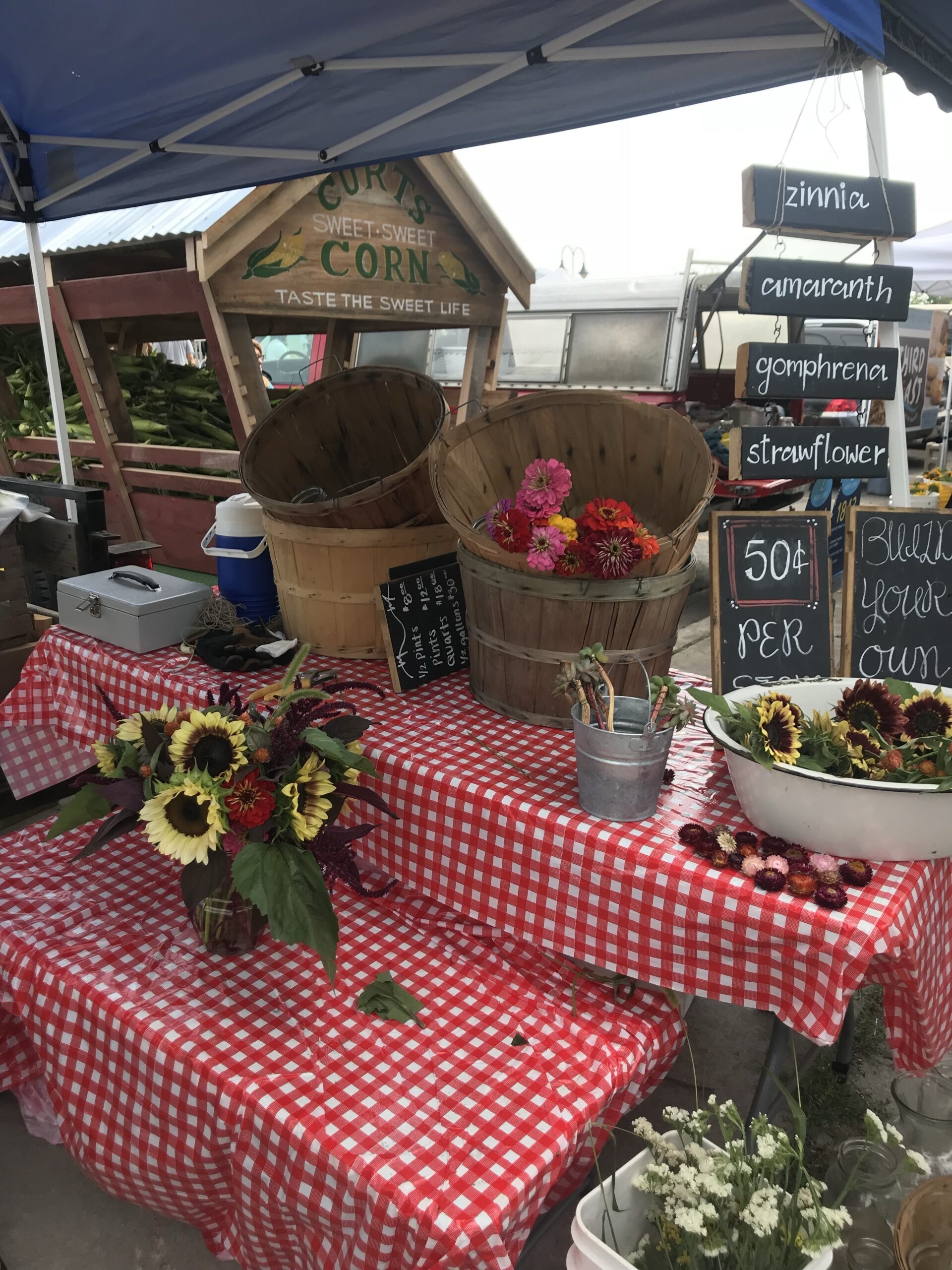 Close-up of artisanal bread and baked goods at Sara Hardy Farmers Market, Traverse City