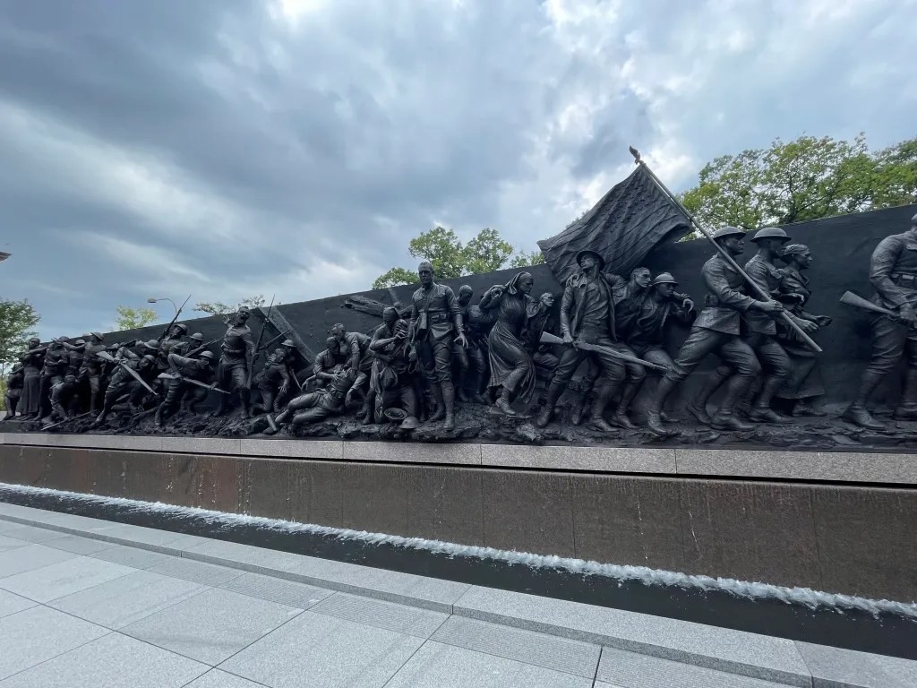 Reflecting pool at the World War I Memorial in Washington DC, providing a serene space for contemplation and remembrance