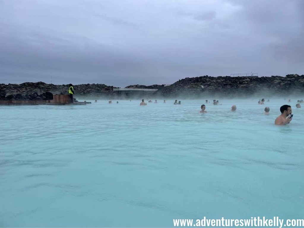 Relaxing in the milky blue geothermal waters of the Blue Lagoon.