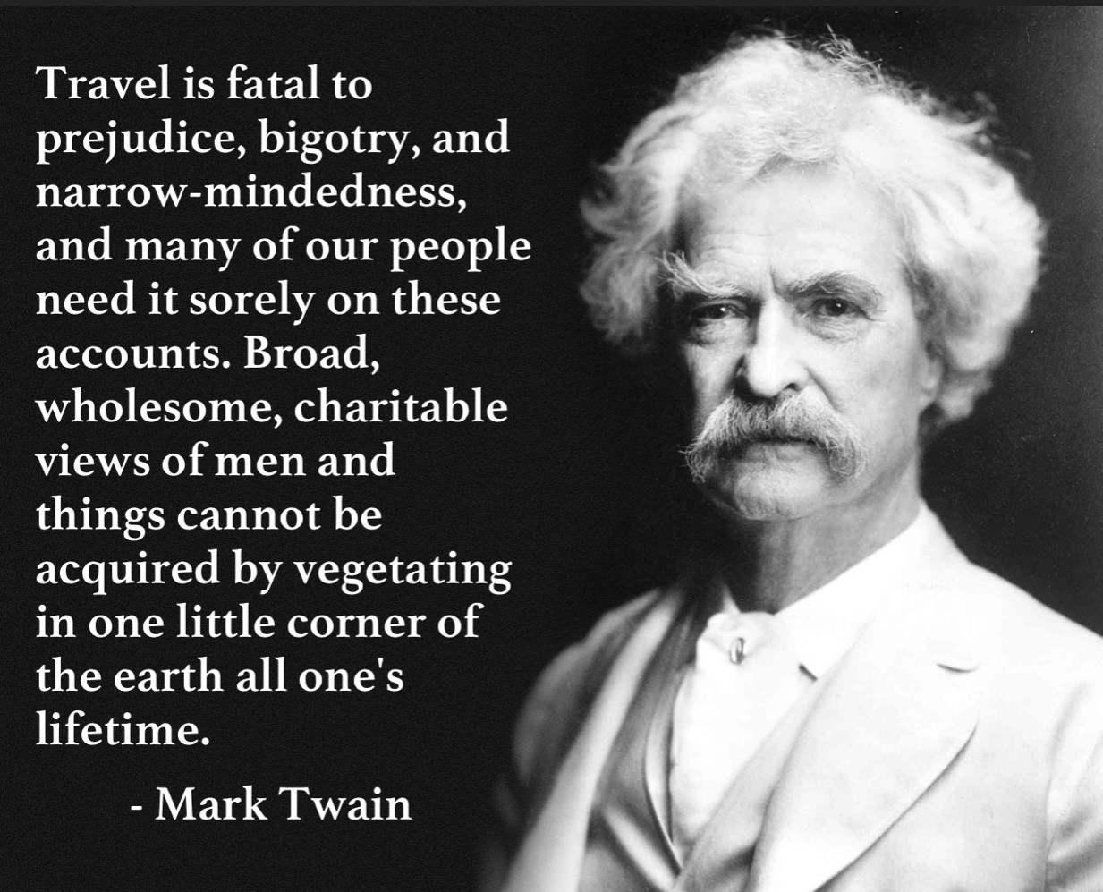 Mark Twain quote on travel broadening perspectives