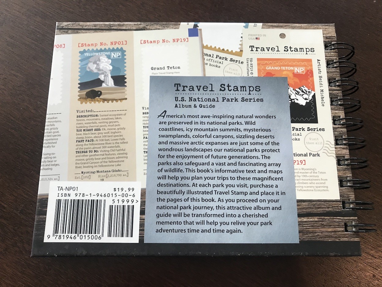 Travel Stamps U.S. National Parks Album &amp; Guide cover with detailed park artwork and premium feel