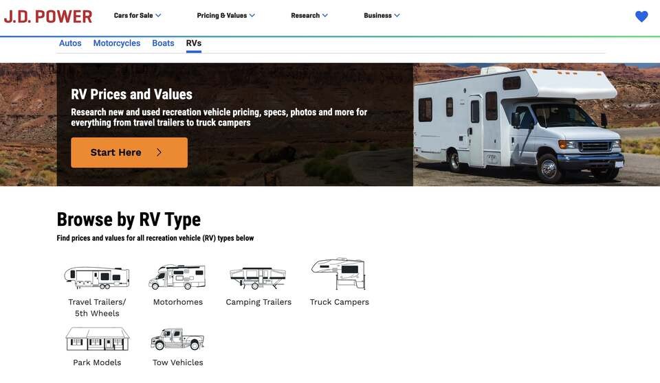 J.D. Power NADA Guides for RVs valuation tool