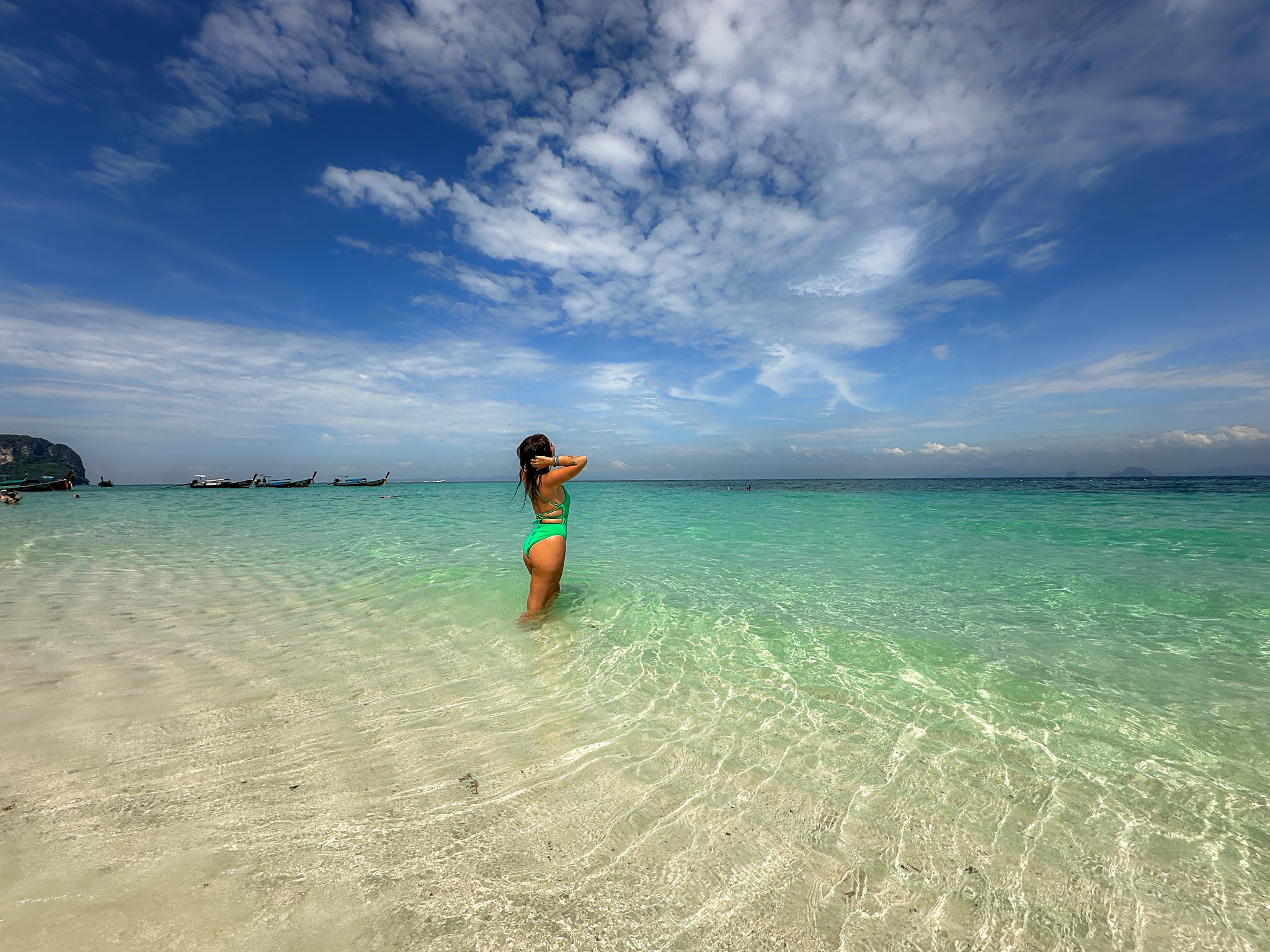 Turquoise waters and white sand beach of Ko Mai Phai, Phi Phi Islands, Thailand