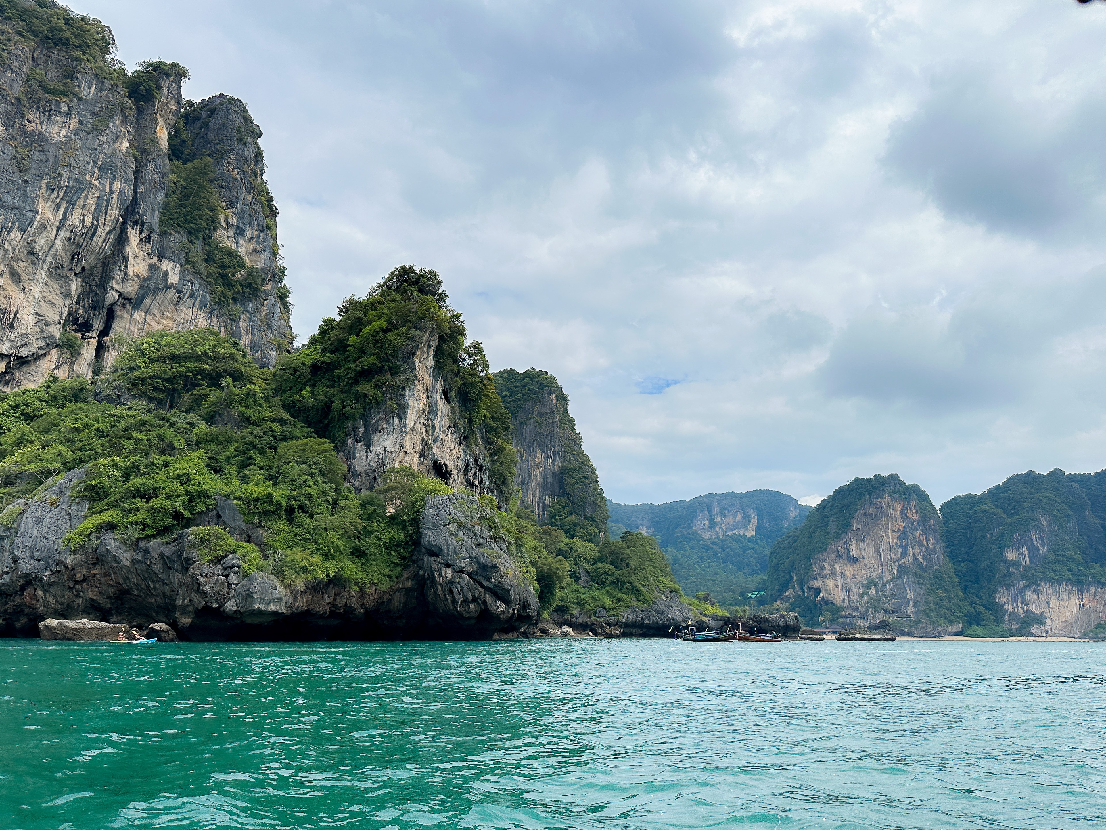 Longtail boats anchored at Railay Beach, Krabi, Thailand