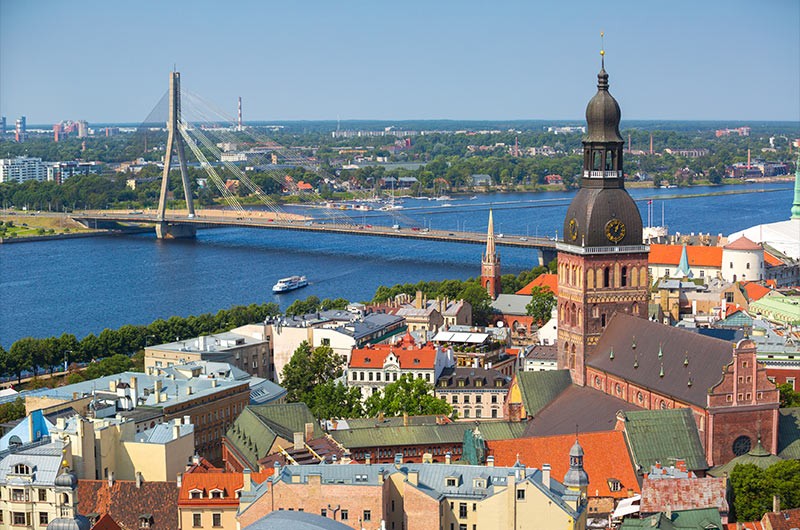 Colorful buildings in old town Riga, Latvia