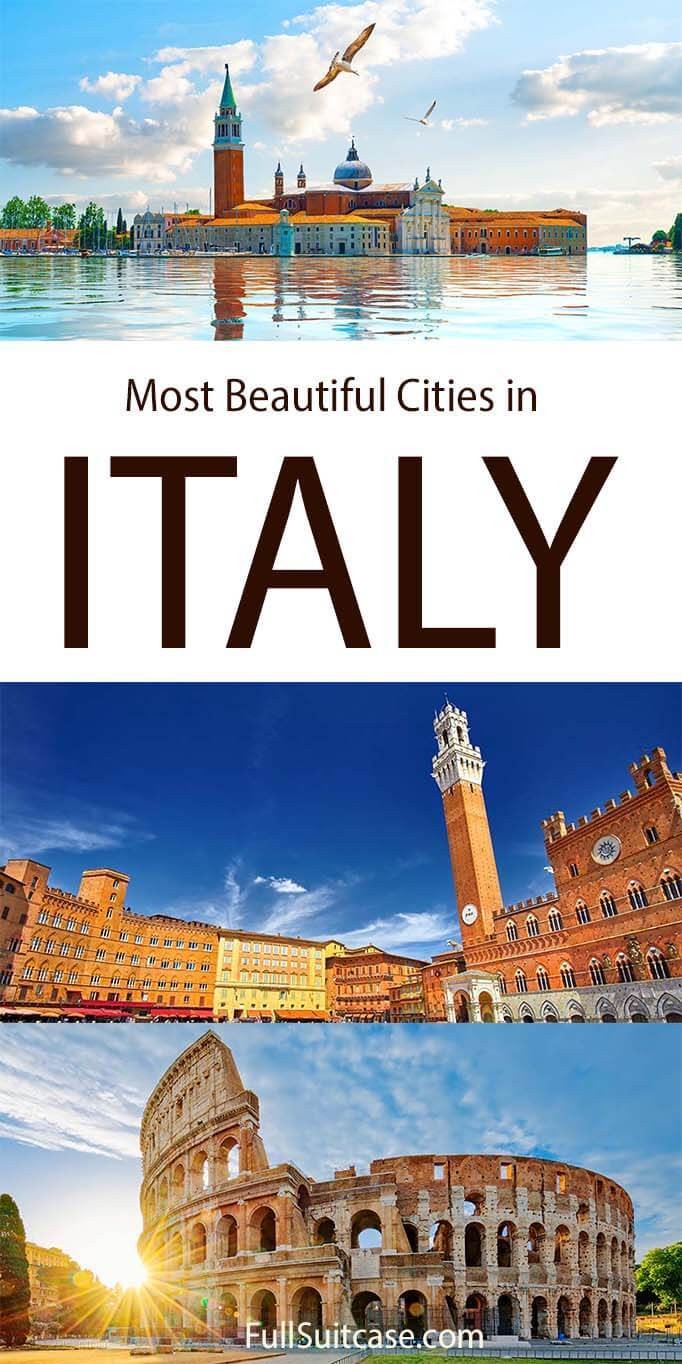 Collage of most beautiful cities in Italy