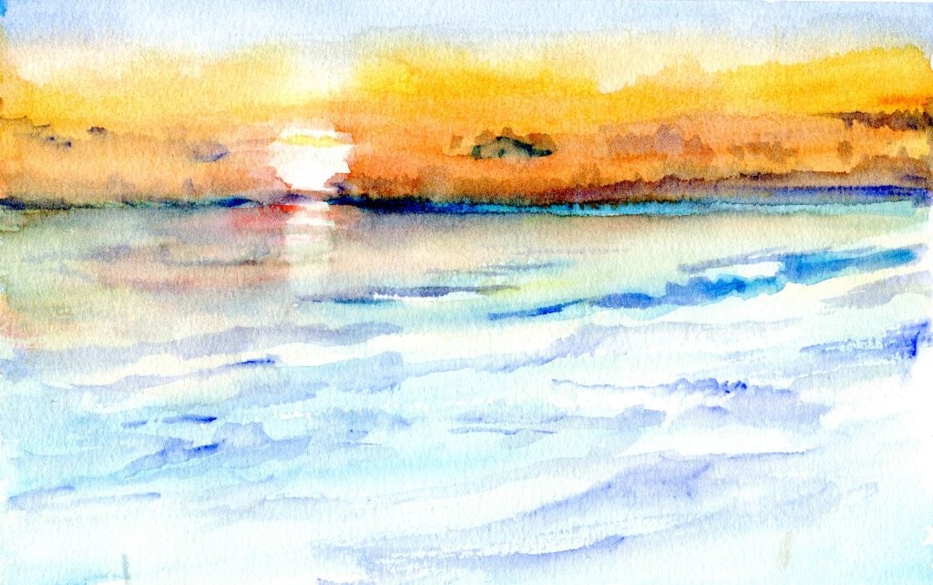 Watercolor Sunset by Sandra Strait