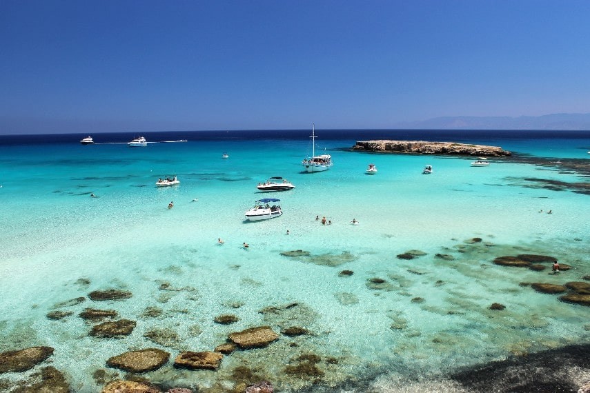 Coastal scenery in Paphos, Cyprus, a Mediterranean destination with mild February weather