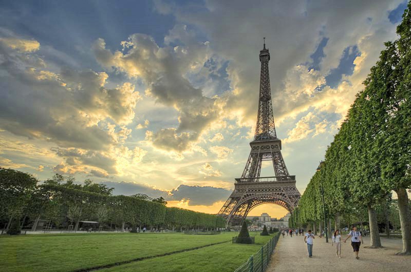 Eiffel Tower view from a Parisian street