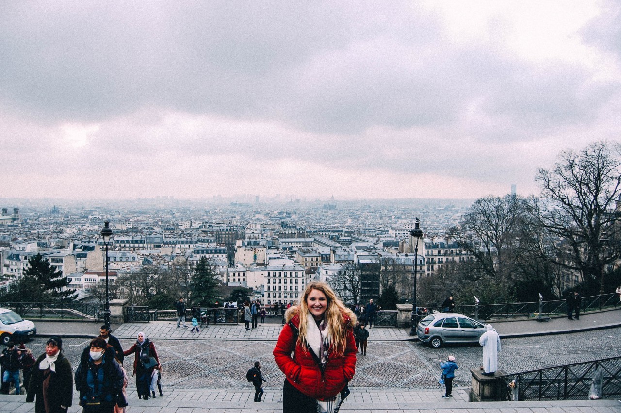 The Sacré-Cœur Basilica perched atop Montmartre hill, overlooking the city.