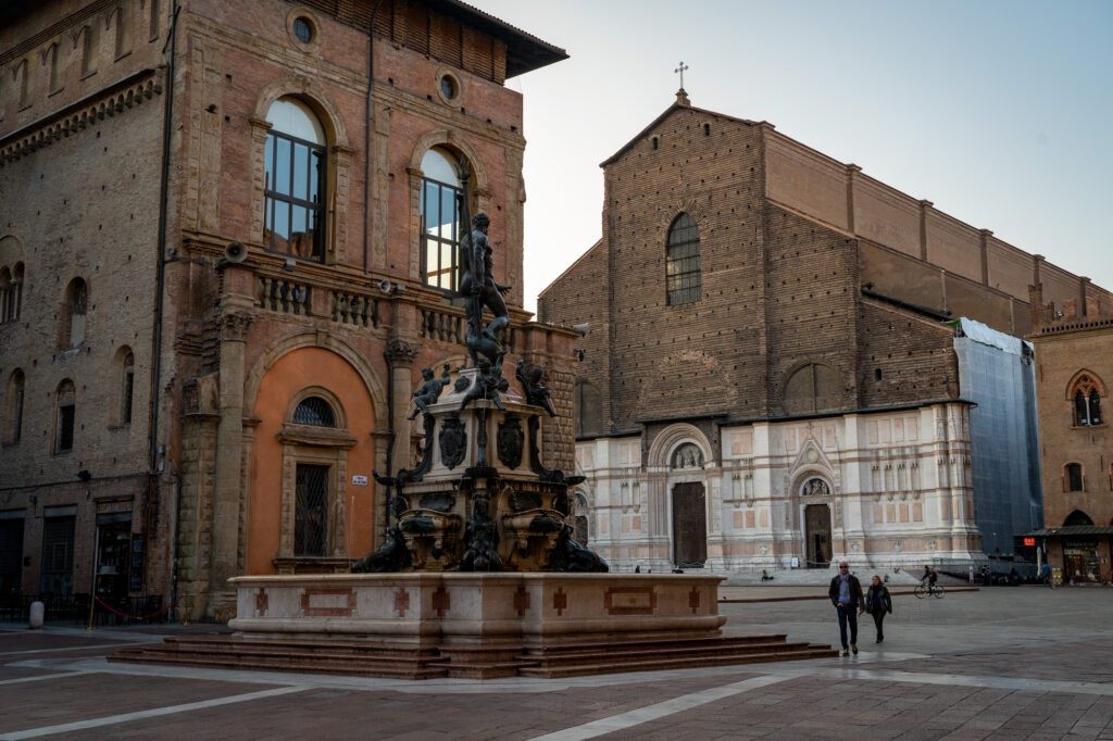 Piazza Maggiore in Bologna, a grand square in the city center