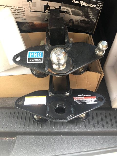 Side-by-side comparison of the Haul Master weight distribution hitch (left) and the Pro Series weight distribution hitch (right), highlighting their identical design for travel trailer owners seeking budget-friendly sway control solutions.