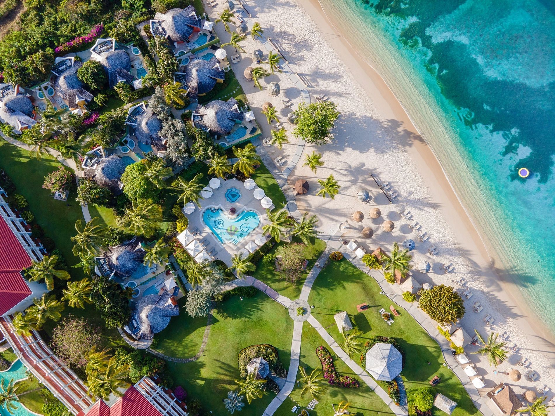 Rondoval Suites on the beach at Sandals Grande St. Lucian resort in St. Lucia